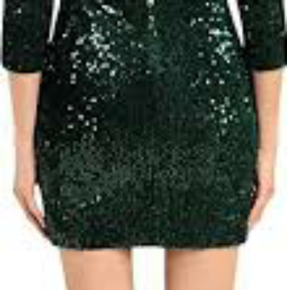 Donna Morgan green sequin mini dress NWOT - Picture 4 of 8